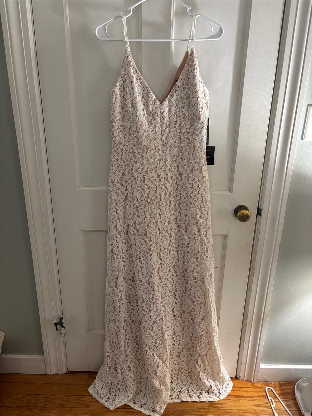 Lulu's Blush and Ivory Lace V-Neck Slip Dress #8